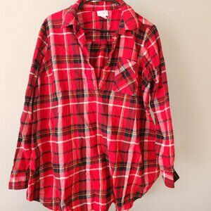 Isabel Maternity XL Button Down Red Plaid Top